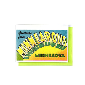 Greetings from: Minneapolis, MN - Risograph Card - Next Chapter Studio