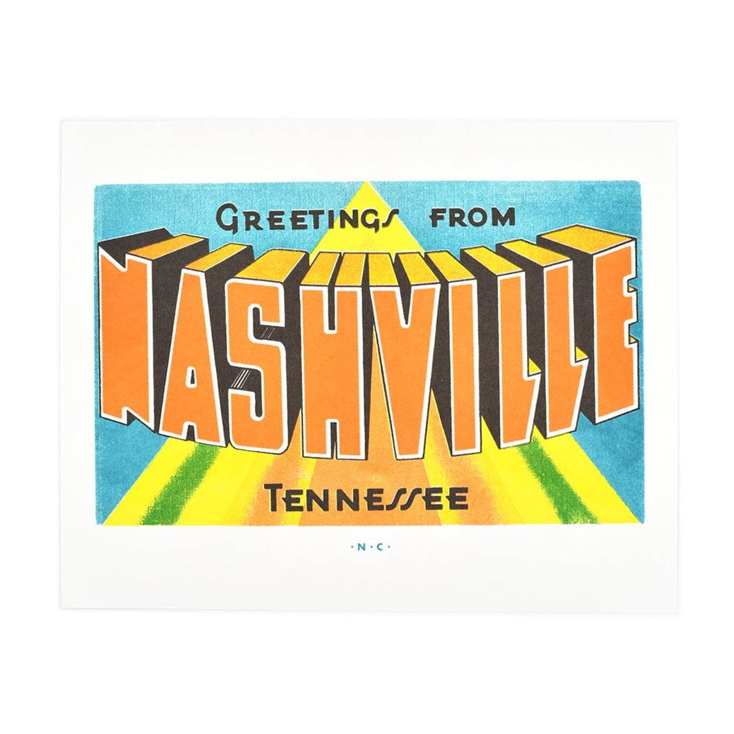 Greetings from: Nashville, Tennessee Risograph Print - Next Chapter Studio