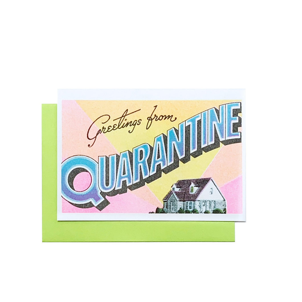 Greetings from: Quarantine - Risograph Card - Next Chapter Studio