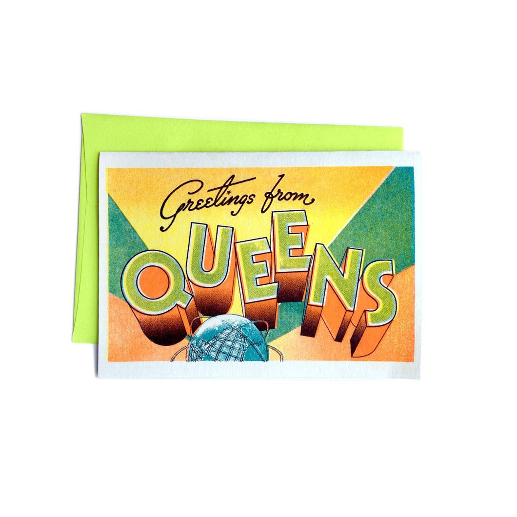Greetings from: Queens, NY - Risograph Card - Next Chapter Studio