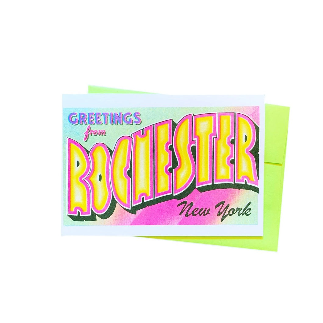 Greetings from: Rochester, NY - Risograph Card - Next Chapter Studio