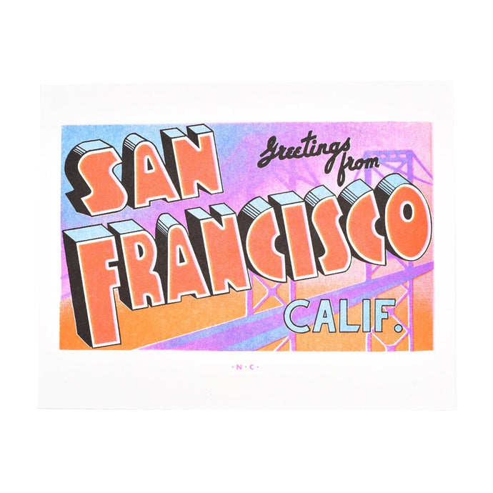 Greetings from: San Francisco, California Risograph Print - Next Chapter Studio