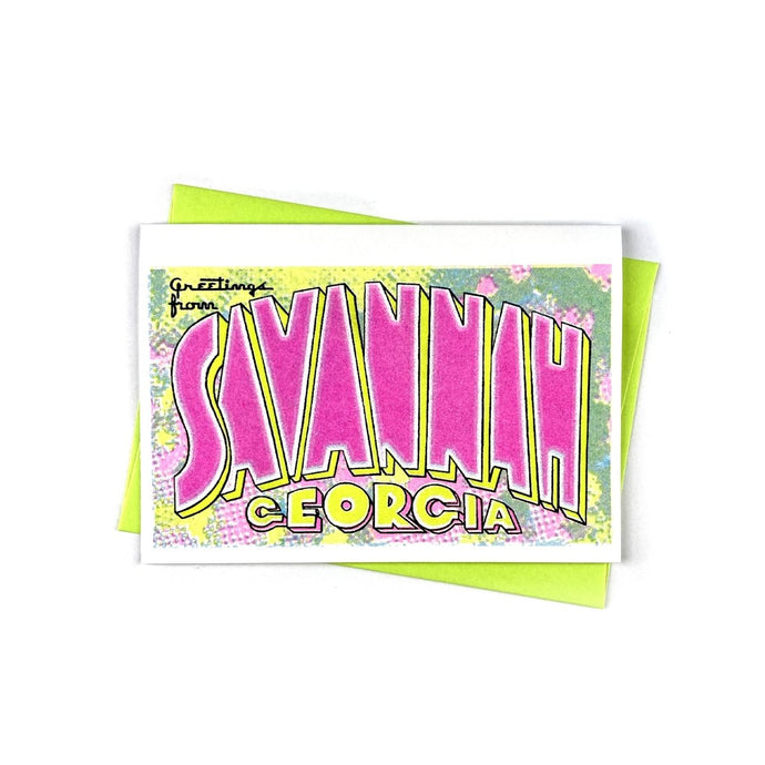 Greetings from: Savannah, GA - Risograph Card - Next Chapter Studio
