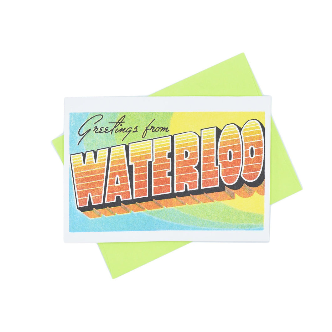 Greetings From: Waterloo, Illinois - Risograph Card - Next Chapter Studio