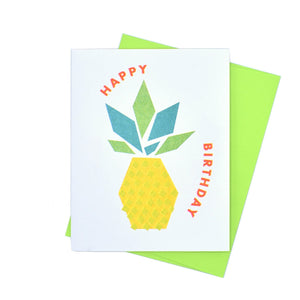 "Happy Birthday" Pineapple - Risograph Greeting Card by Kapo Ng - Next Chapter Studio