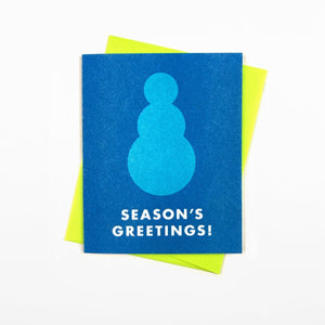 Holiday Shapes Snowman "Season's Greetings" - Risograph Greeting Card - Next Chapter Studio