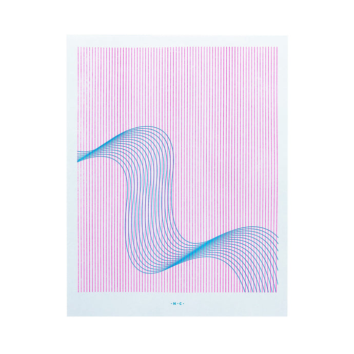 Moire Lines, Blue - Risograph Art Print - Next Chapter Studio