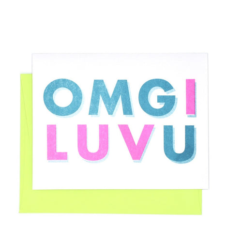 OMG I LUV U - Risograph Valentine's Day Card - Next Chapter Studio
