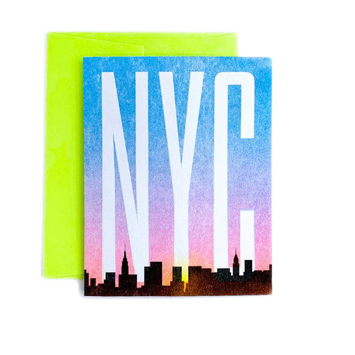 Skyline Sunset - New York City Silhouette Risograph Greeting Card - Next Chapter Studio
