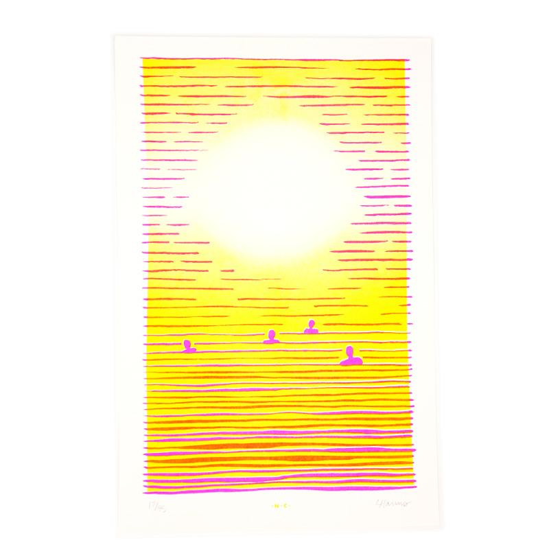 Swimmer's Sunset - Risograph Print - Next Chapter Studio