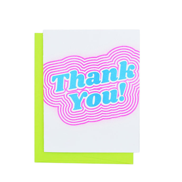 Thank You Bubble Letters - Risograph Greeting Card - Next Chapter Studio