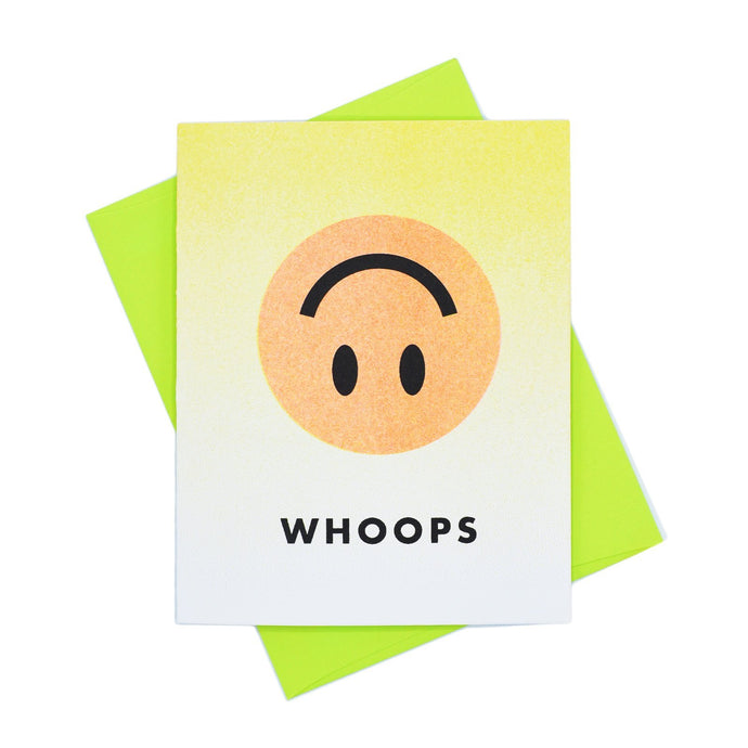 Whoops Smiley Face Card - Risograph Greeting Card - Next Chapter Studio