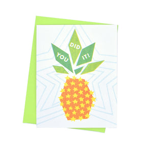 "You Did It" Pineapple - Risograph Greeting Card by Kapo Ng - Next Chapter Studio
